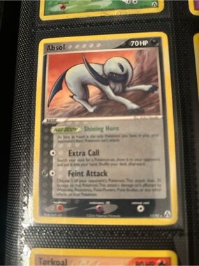 Pokemon Absol Trading Card Yellow Border Blue White Black Art